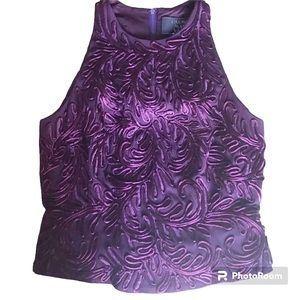 Carmen Marc Valvo purple plummy raised embellished top